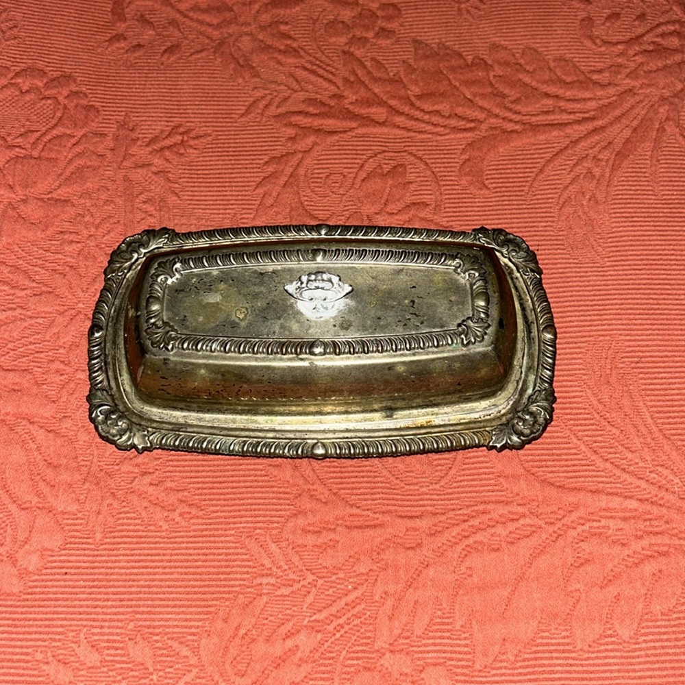 Vintage Covered Butter Dish, Glass Tray